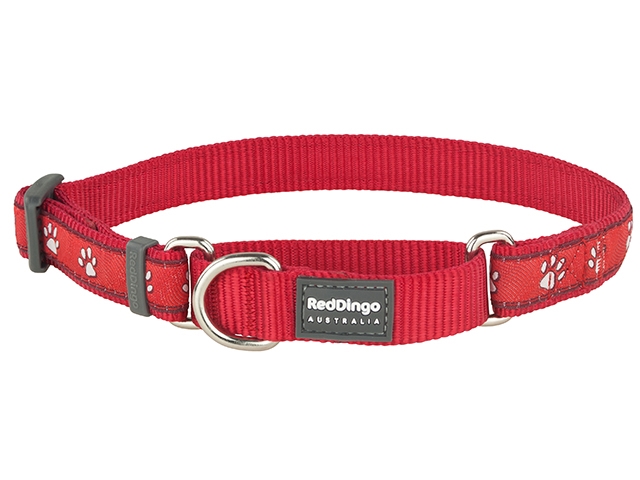 Red Dingo Halsbånd halvkvæl røde poter, 41-63 x 2,5 cm