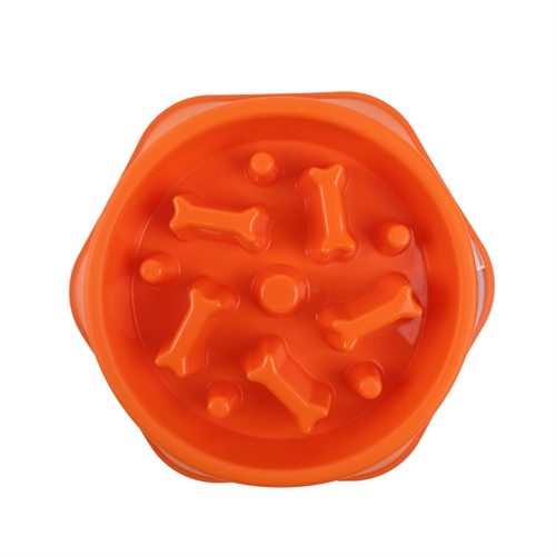 Active Canis Dog bowl with slow feeder Orange