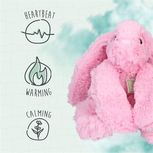 Cozy Dog Bunny Pink, hjerteslag, varme og beroligende 