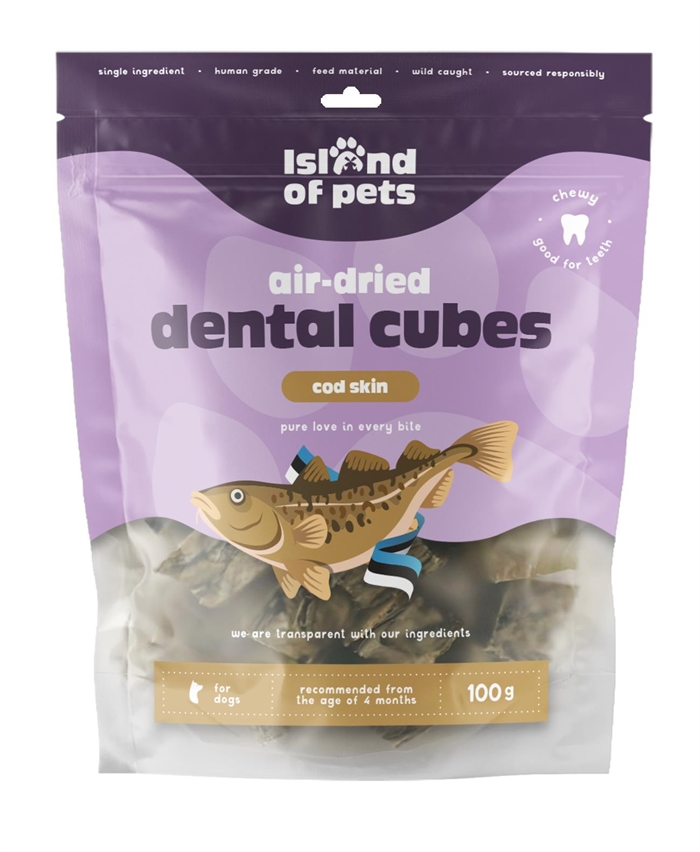IOP Air-Dried Cod Skin Dental Cubes, 100 gr.