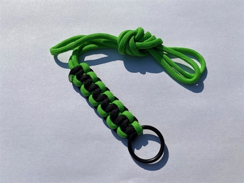Fløjtesnor, Cobra Flettede med O ring - Neon Green/Black