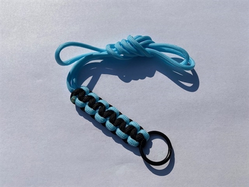 Fløjtesnor, Cobra Flettede med O ring - Cotten Candy Blue/Black