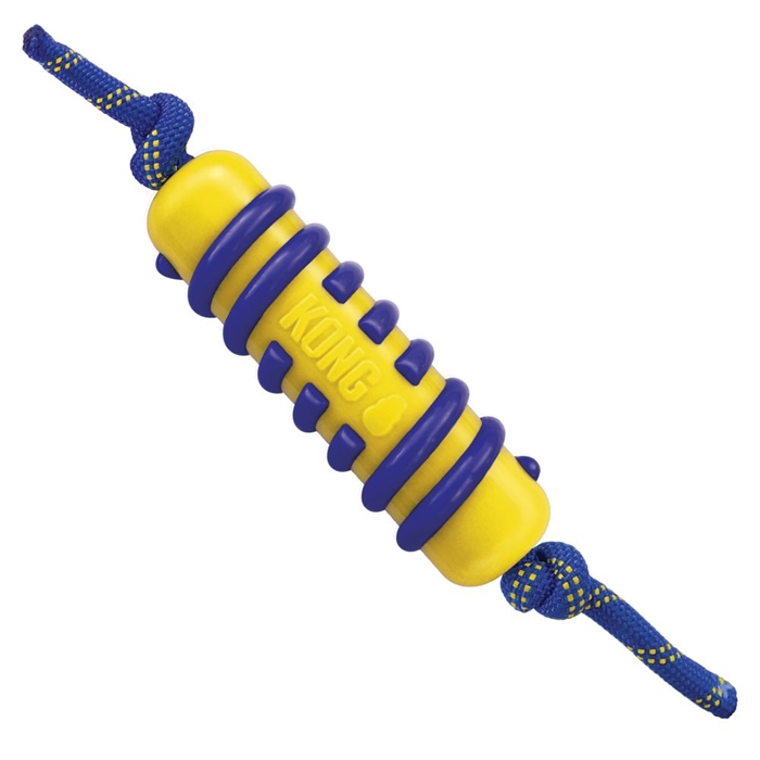 KONG Jaxx Brights Stick w/ rope Large, Gul/Blå