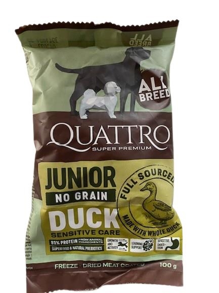 Quattro Super Premium No Grain All Breed Junior, Duck  prøvepose
