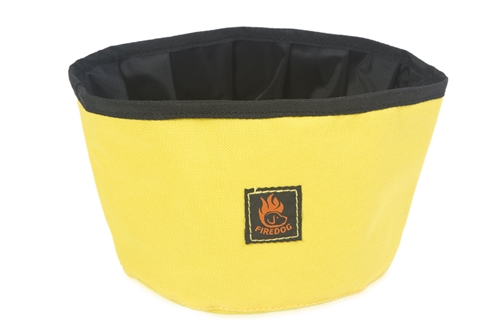 Firedog transportabel vandskål, gul