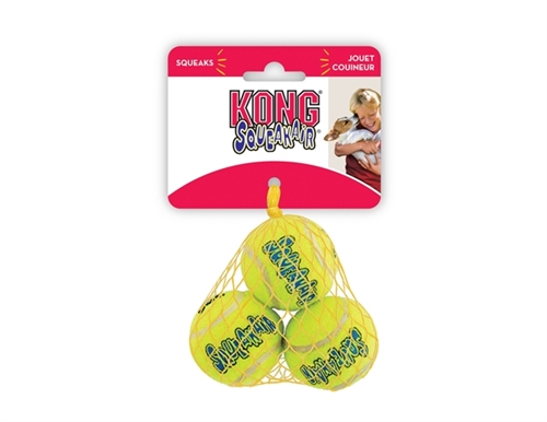 KONG airdog Sqeuaker Tennisbold 3 pack XS 4 cm