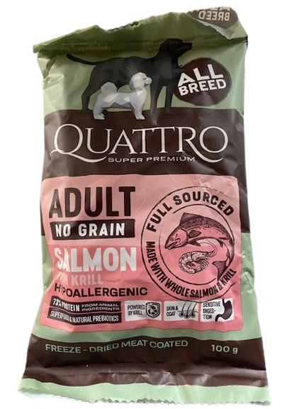 Quattro No Grain All Breed Adult salmon prøvepose